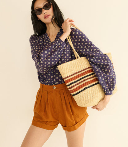 JULIENNE TOP -- NAVY CADIZ FOULARD