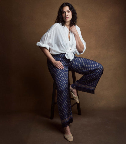 LAVON FRINGE PANT -- BLEU TAORMINA PAISLEY